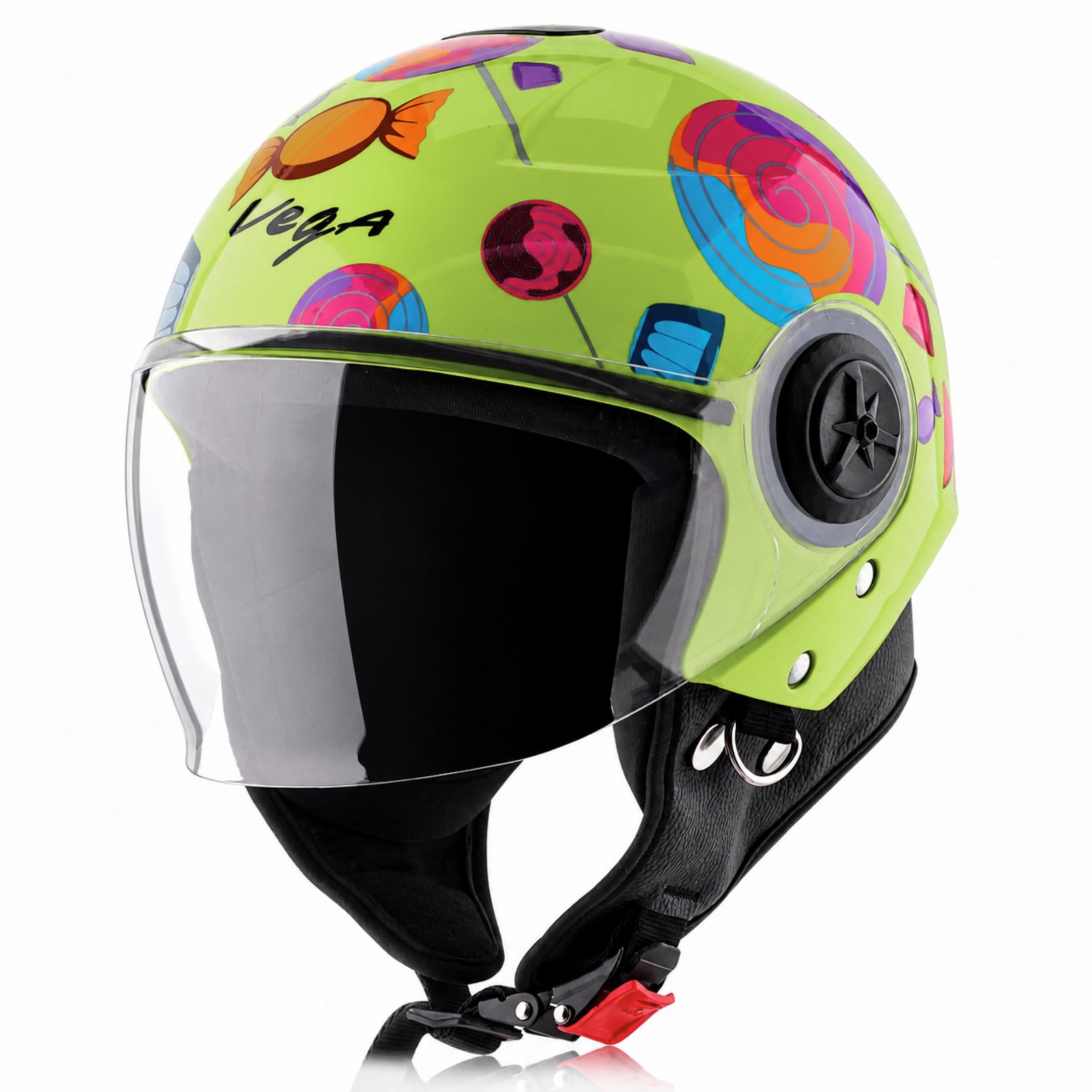 Vega Chap Lollipop Open Face Helmet for Kids – Durable, Lightweight & Comfortable, ISI Certified – Neon Yellow, 2XS-image-45
