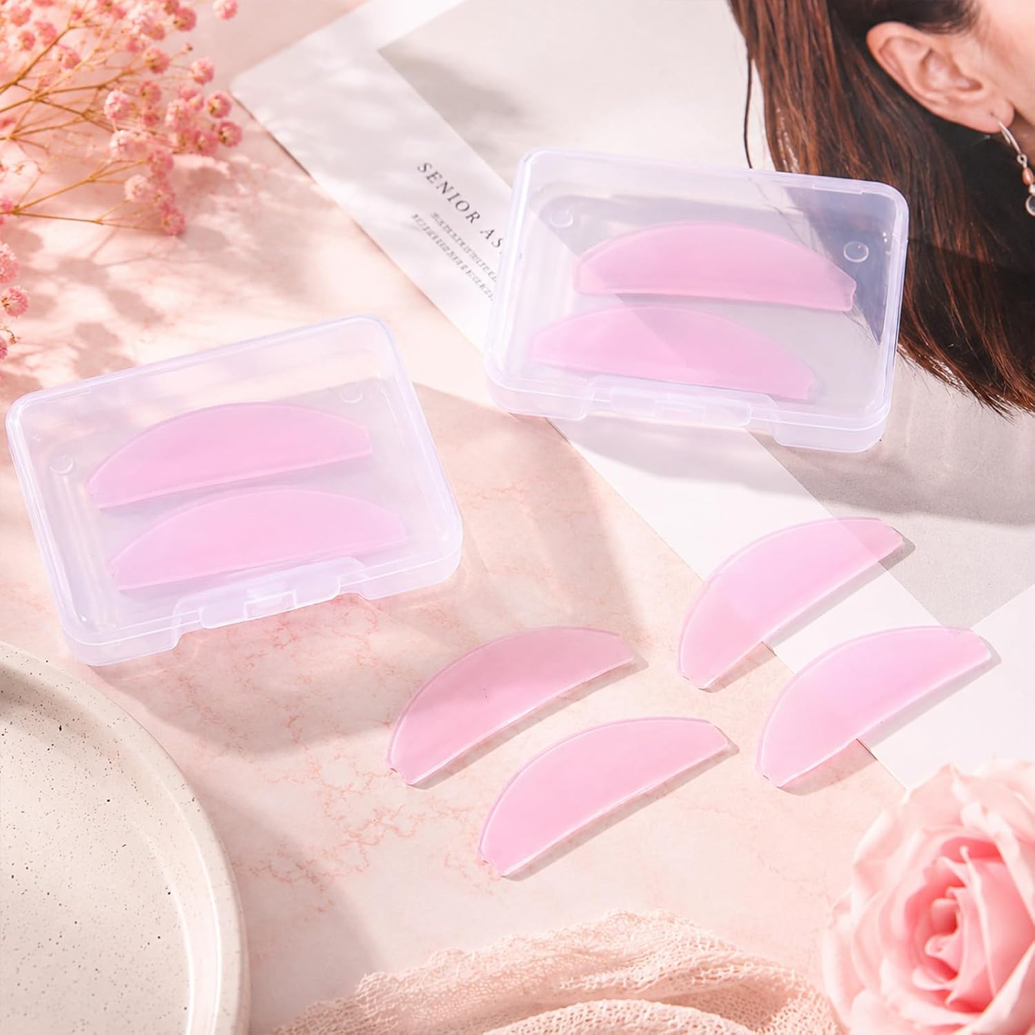 8Pcs Lash Lift Shields Flat 1mm Thin Korean Lash Lift Pads Eyelash Perm Rods, Korean Lashes Lifts Kit, Curl Flexible Pads Super Sticky Silicone Pad, Easy Lashes Lifts, Salon DIY Use
