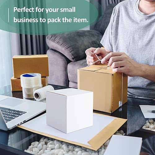Miniatura 7 de Eupako Paquete de 30 sobres de cartón corrugado de 6 x 6 x 6 pulgadas, cajas de envío pequeñas de cubo blanco para embalaje de pequeñas empresas,