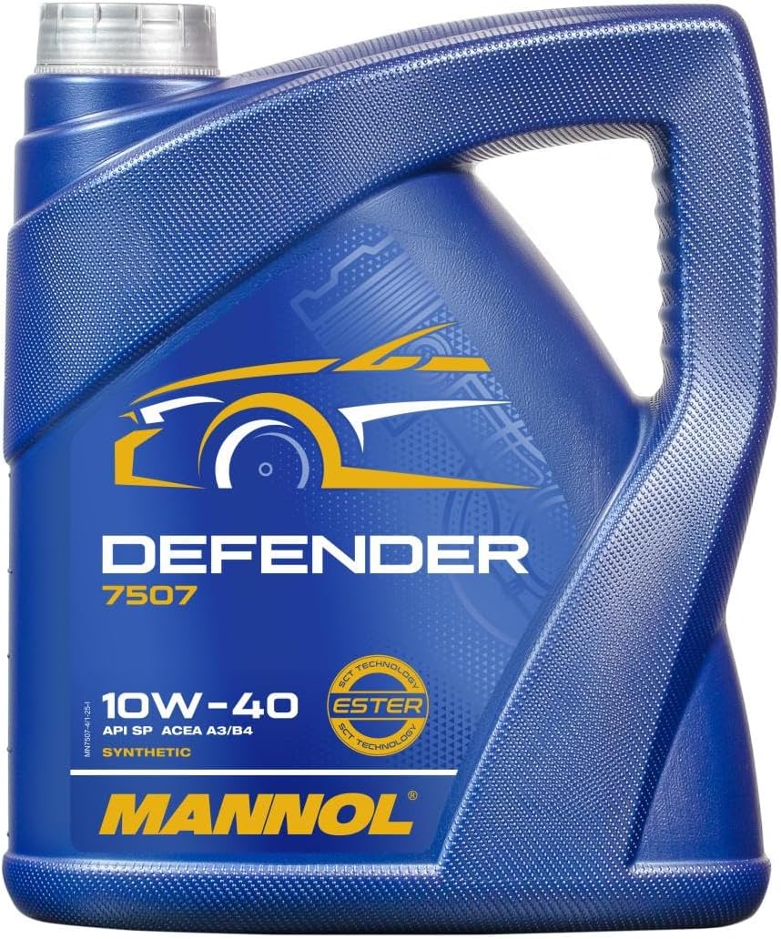 10W-40 Defender Engine Oil 4L - Premium Semi-Synthetic with Ester Technology - ACEA A3/B4 - High Mileage Protection for Petrol & Diesel Engines - Quality Motor Oil MN7507