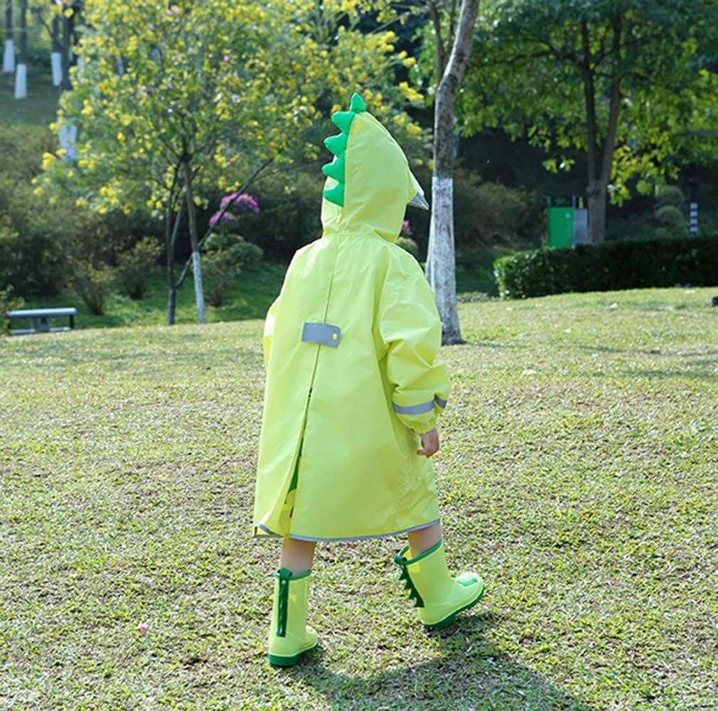 Kids Rain Ponchos Baby Girls Boys Lightweight Cartoon Dinosaur Raincoat Hooded Waterproof Cape School Jacket Rainwear