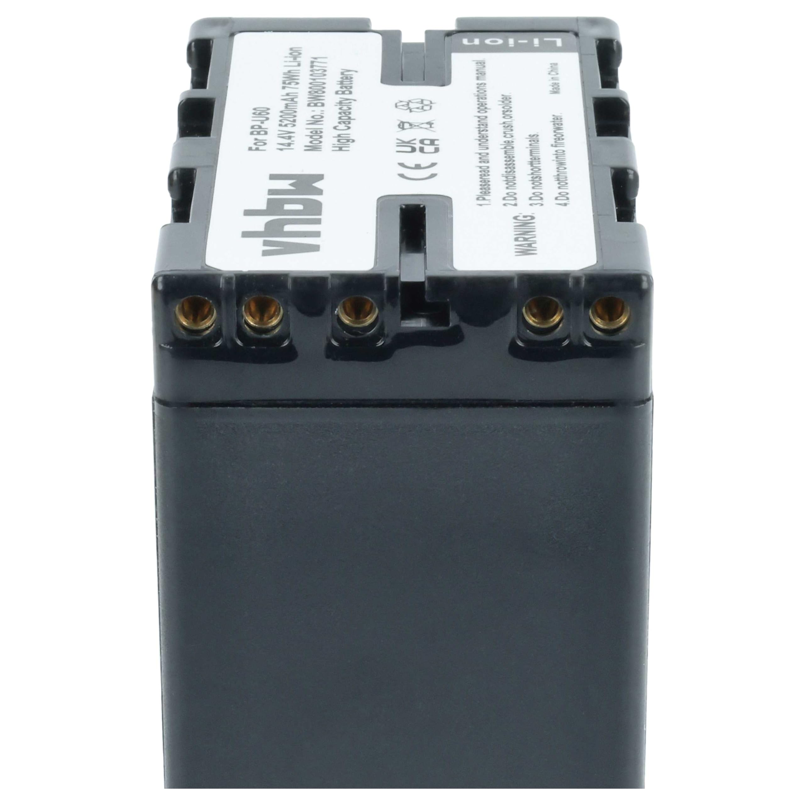 vhbw Batería Compatible con Sony PMW-EX3, PMW-F3, PMW-EX1, PMW-EX1r cámara de vídeo (5200 mAh, 14,8 V, Li-Ion) con Chip