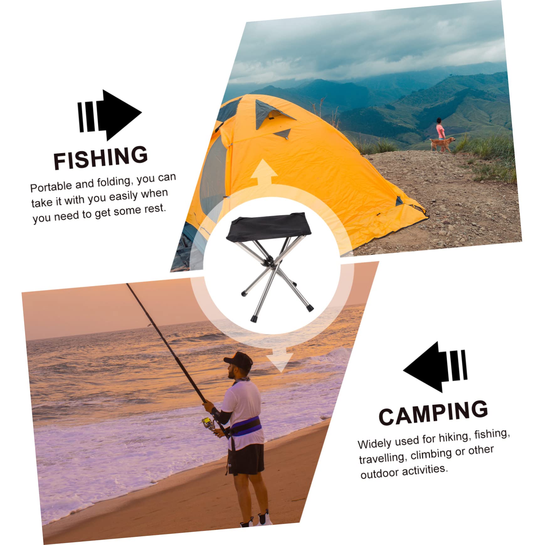 Toddmomy Sgabello da Pesca Pieghevole Portatile in Acciaio Inossidabile Nero, Pratico e Resistente per Picnic e Giardino, come Sedia da Campeggio Salvaspazio