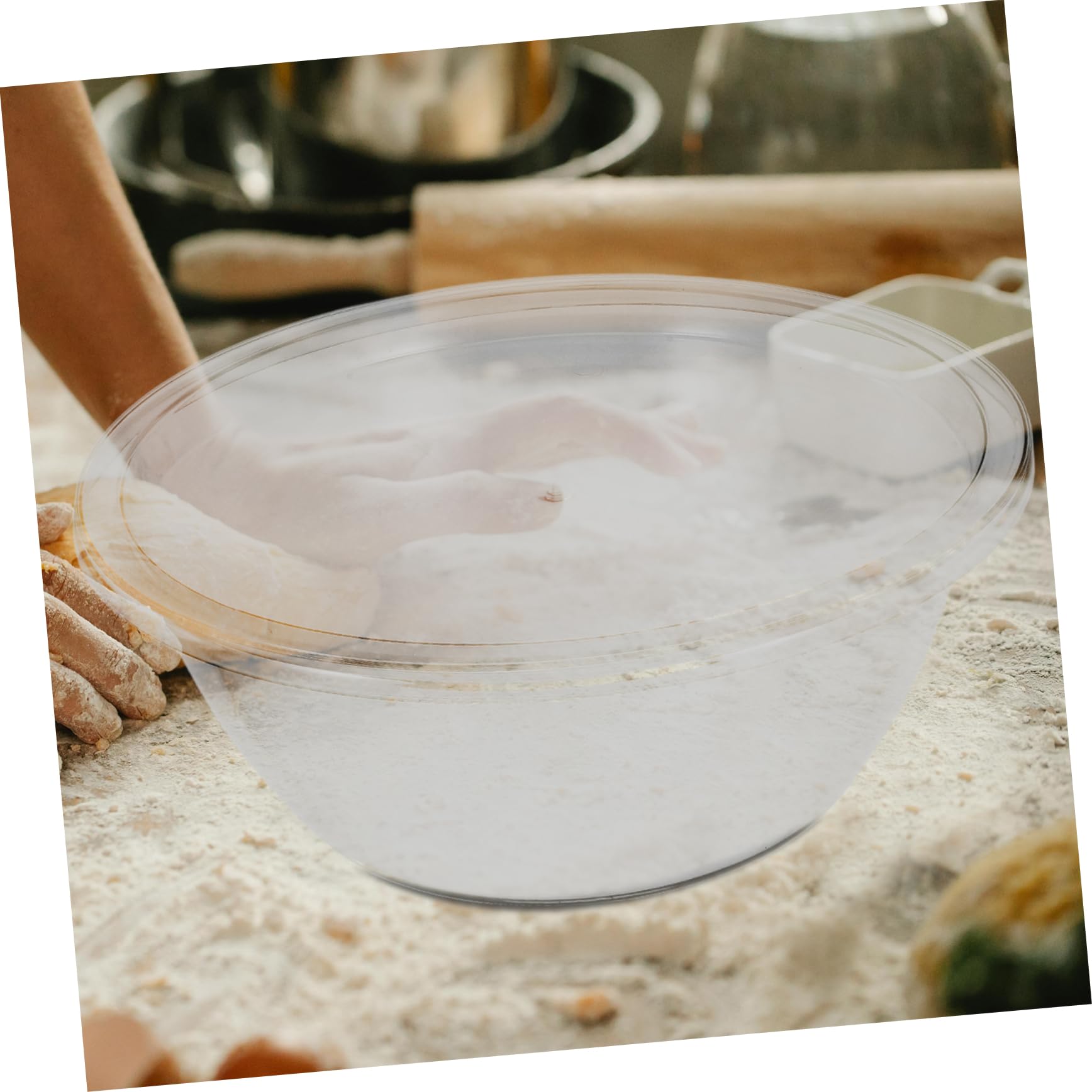 Ciotola in Plastica Trasparente Grande Capacità con Coperchio, Resistente alla Deformazione, Antiaderente, per Impastare e Mescolare Verdure e Impasti