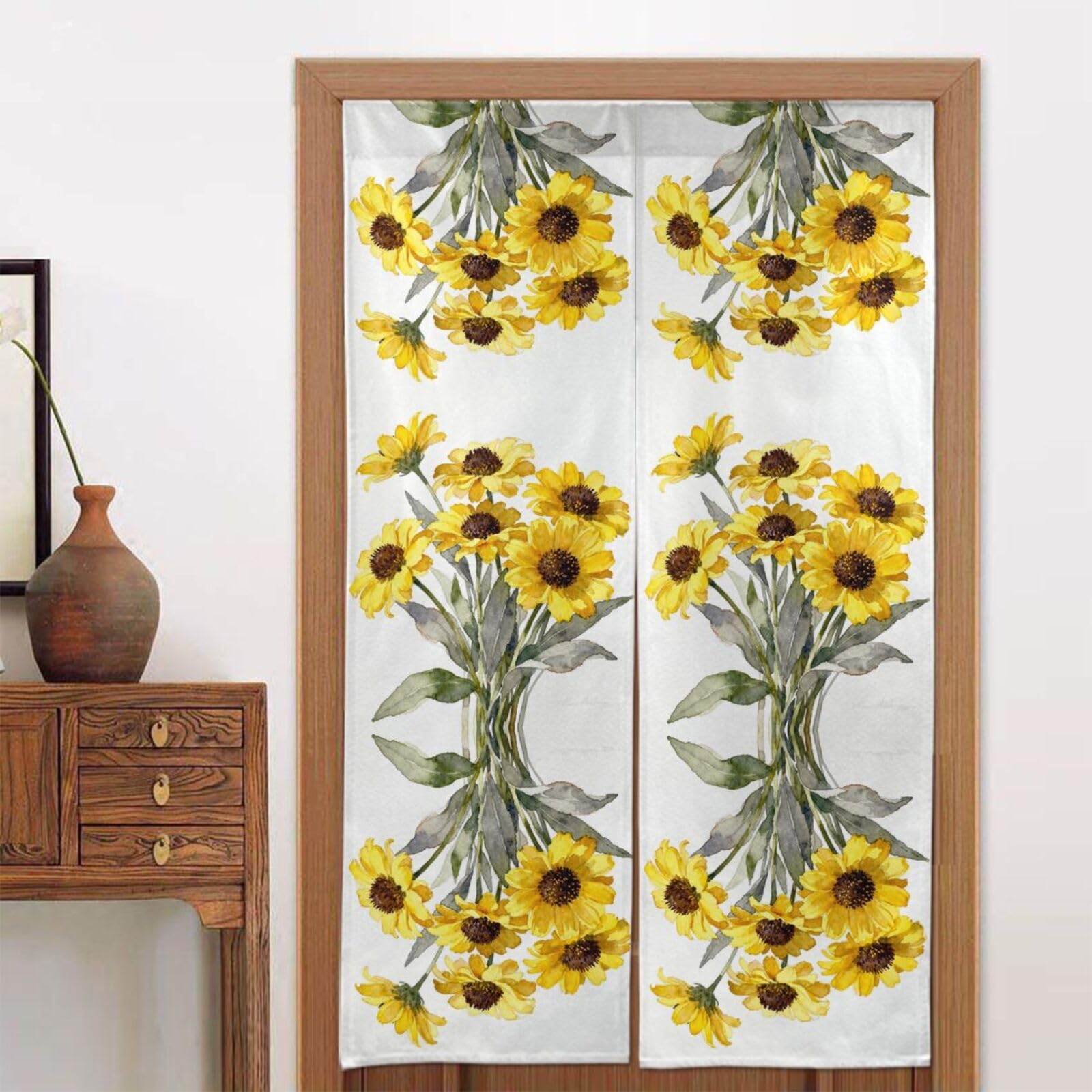 CNTDBU chrysanthemum Door Curtain 34x56 Inch-Room Divider Panel for Privacy, Entryway Screen for Kitchen Bedroom