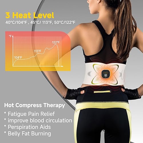 Miniatura 6 de Escultor de abdominales, cinturón de tonificación abdominal con almohadilla térmica para eliminación de celulitis estomacal, quema de grasa, máquina