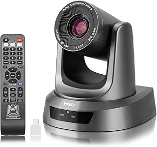 VIKERY 20X USB PTZ Camera with Remote Control, HD 1080P USB Conference Webcam for Video Conference Church Education, Live Streaming PTZ Camera Work with Zoom Skype OBS