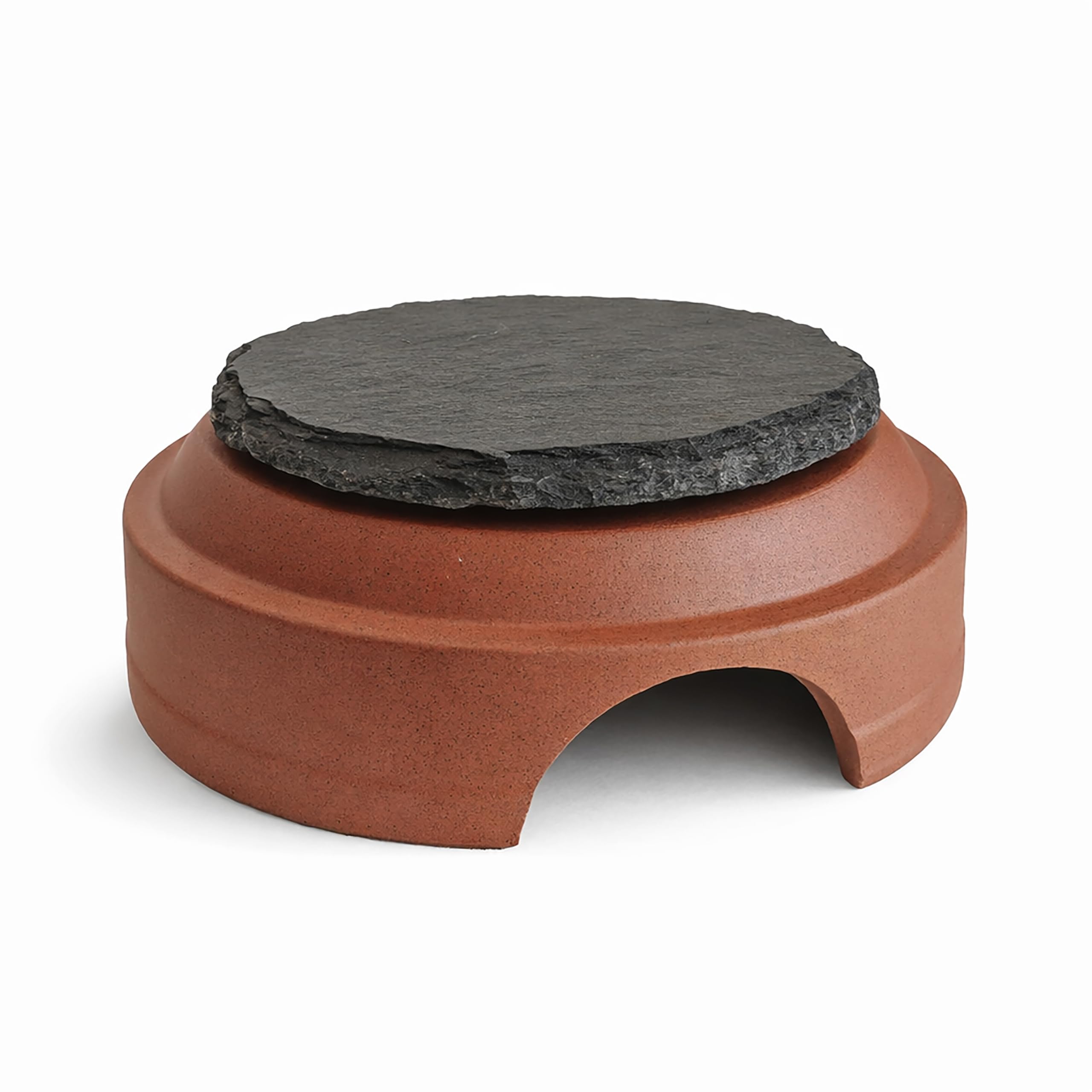 Ceramic Reptile Hide with Removable Slate Basking Platform, Humid Hide Cave for Leopard Gecko, Small Lizards, Snakes & Terrariums