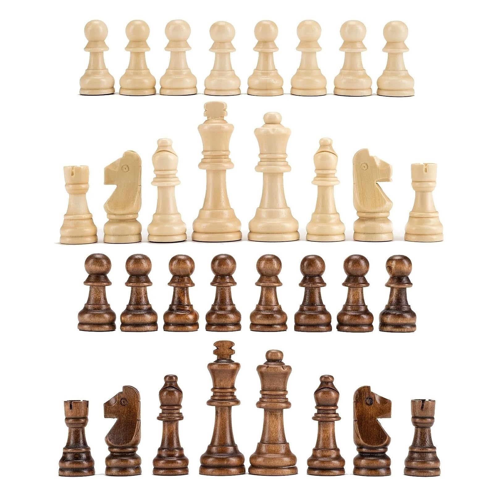 Ruehalf One Color 32 Pieses Wooden Chess Standard Tournamen Staunton Wood Chessmen 8Cm King Height，Chess Pieces Only No Board
