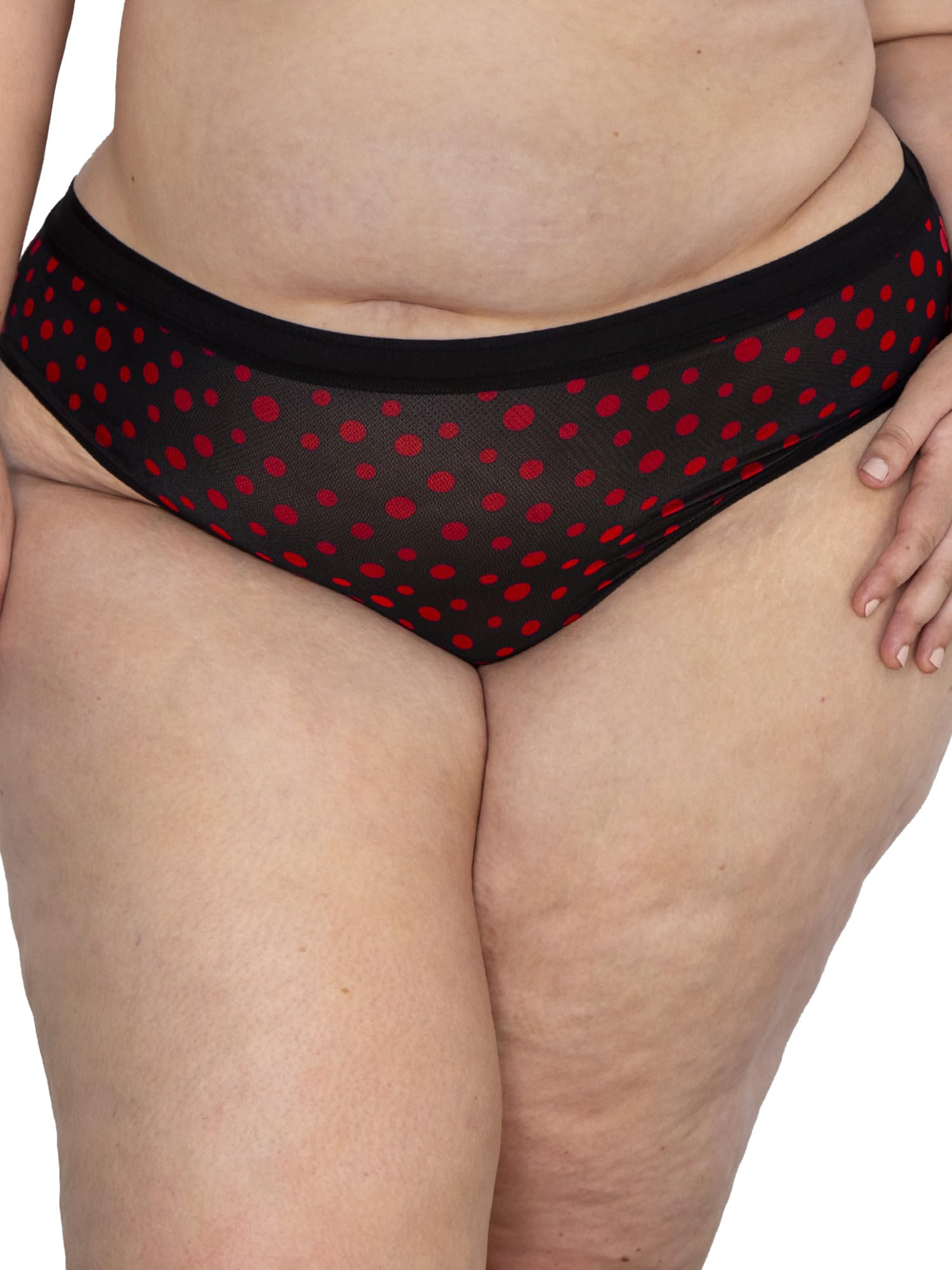 Curvy Couture Women's No Show Sheer Mesh High Cut Brief-Panty