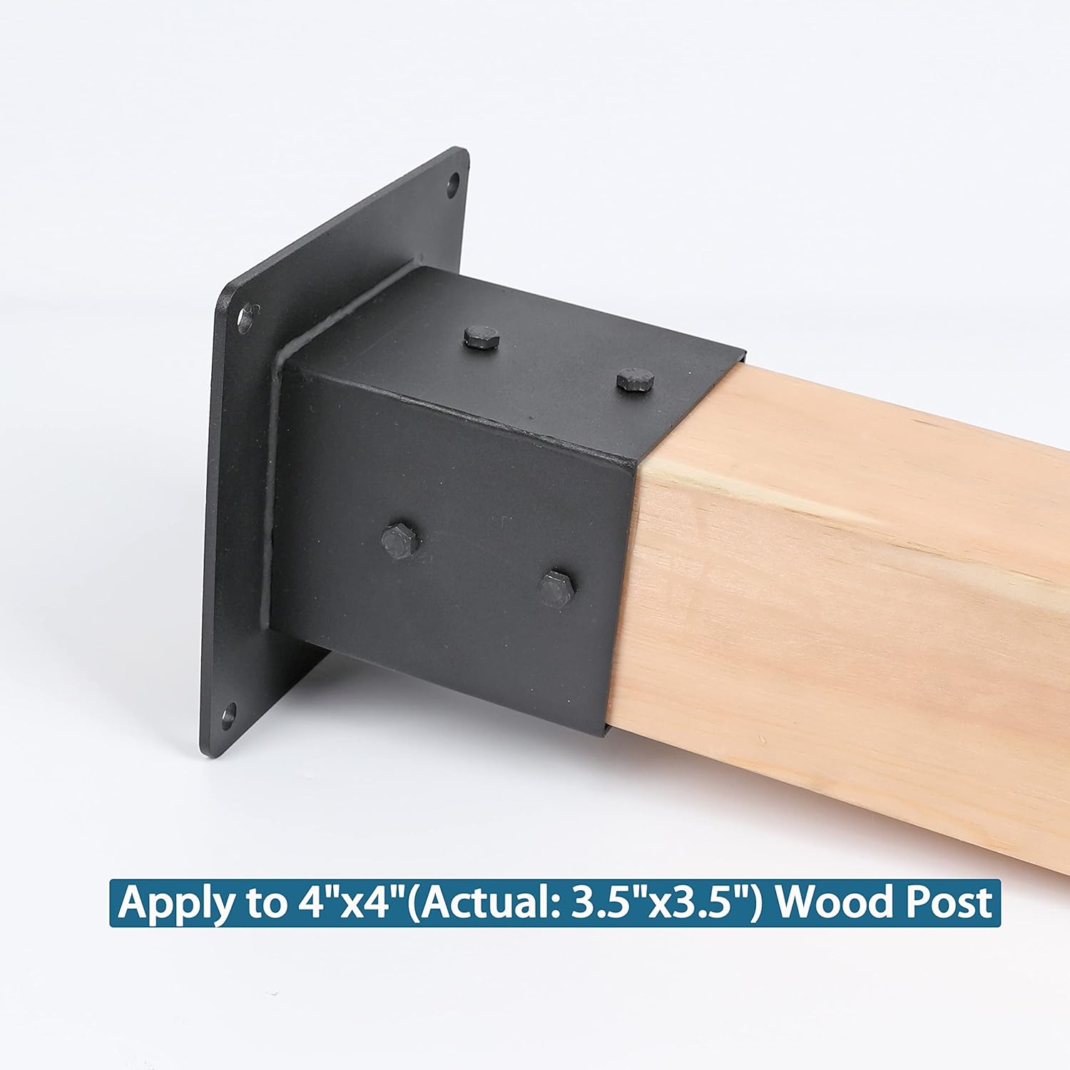 4 Pack 4x4(Actual Size: 3.5x3.5) Post Base Stainless Steel Flange Anchor Base for Wood Beams, Fence Post Anchor, Deck Railing, Pergola Hardware pergola Brackets (Black Finish)