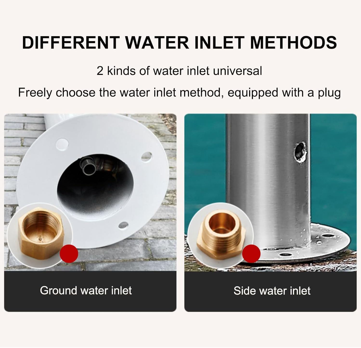 Garden Water Column Outdoor Water Taps, Stainless Steel Round Water Fountain, Standing Faucet Tap Hose Stand for Lawn Watering Irrigation Washing, Floor Mounted Water Tap(Style 5-20.5CM×86CM)