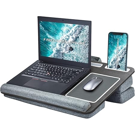 Laptop Lap Desk, Computer Lap Desks with Cushion Fits up to 17 inch Laptop, Designed Adjustable Triple Lap Pad, Storage Function & Wrist Rest, Home Office Lap Table for Adult Teen Student