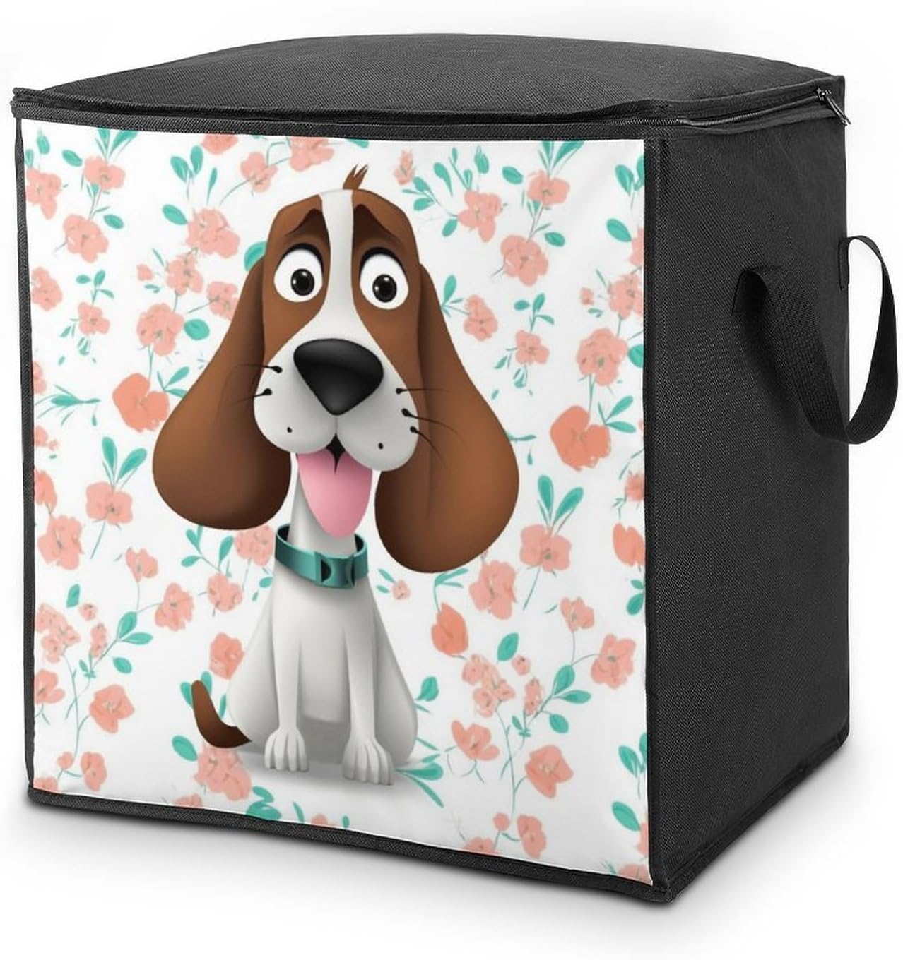 Quilt Storage Bag,Funny Dog Printed Large Foldable Storage Container Portable Travel Storage Bag for Blankets, Quilts, Clothes, Comforter, Bedding And Pillows