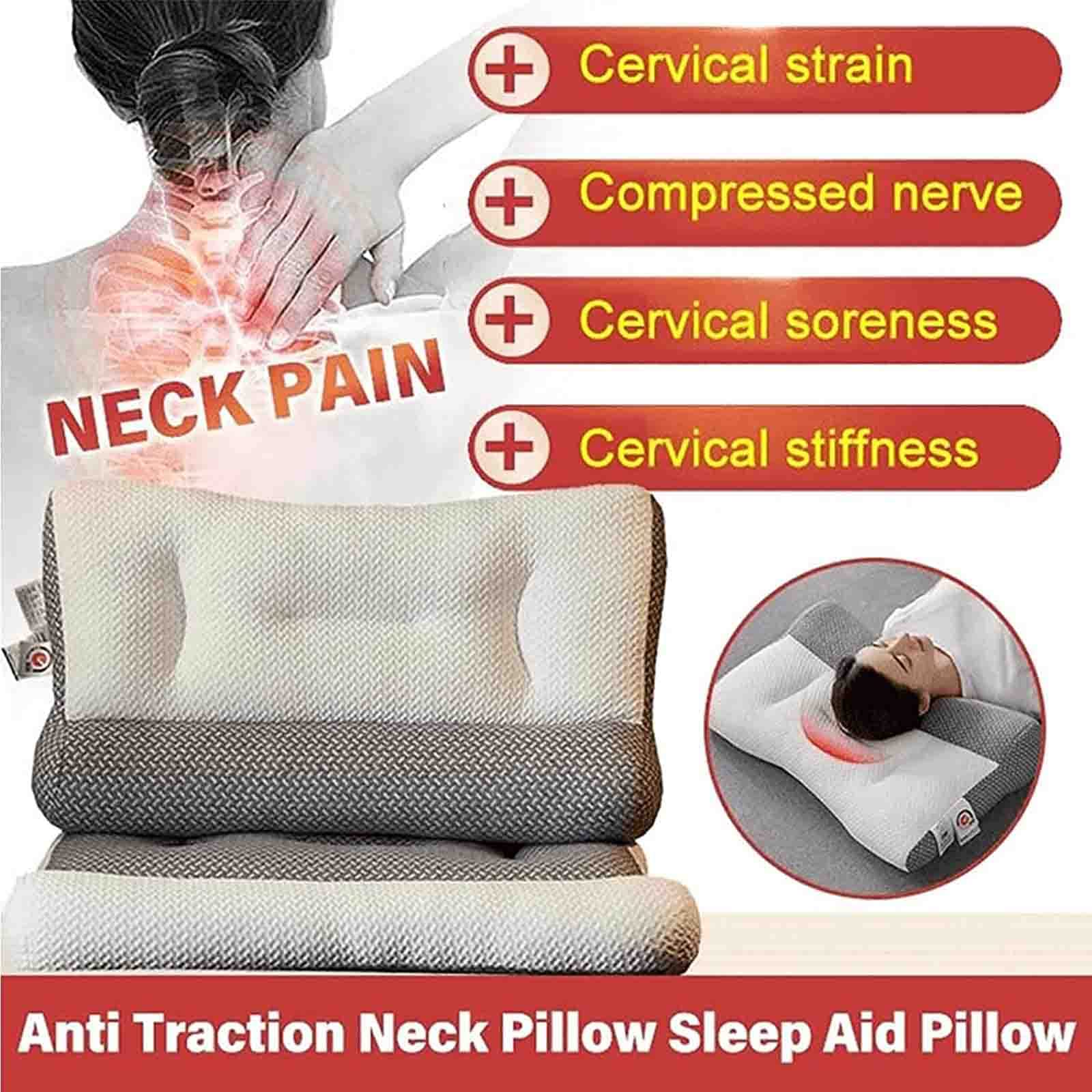 FJAUOQ Cuscino Super Ergonomico Ergonomico Regolabile Cuscino da Letto Ortopedico Contorno Cuscino per Dormire Bene al Collo Cuscino 3D della Buonanotte,Gray+White,48x74cm