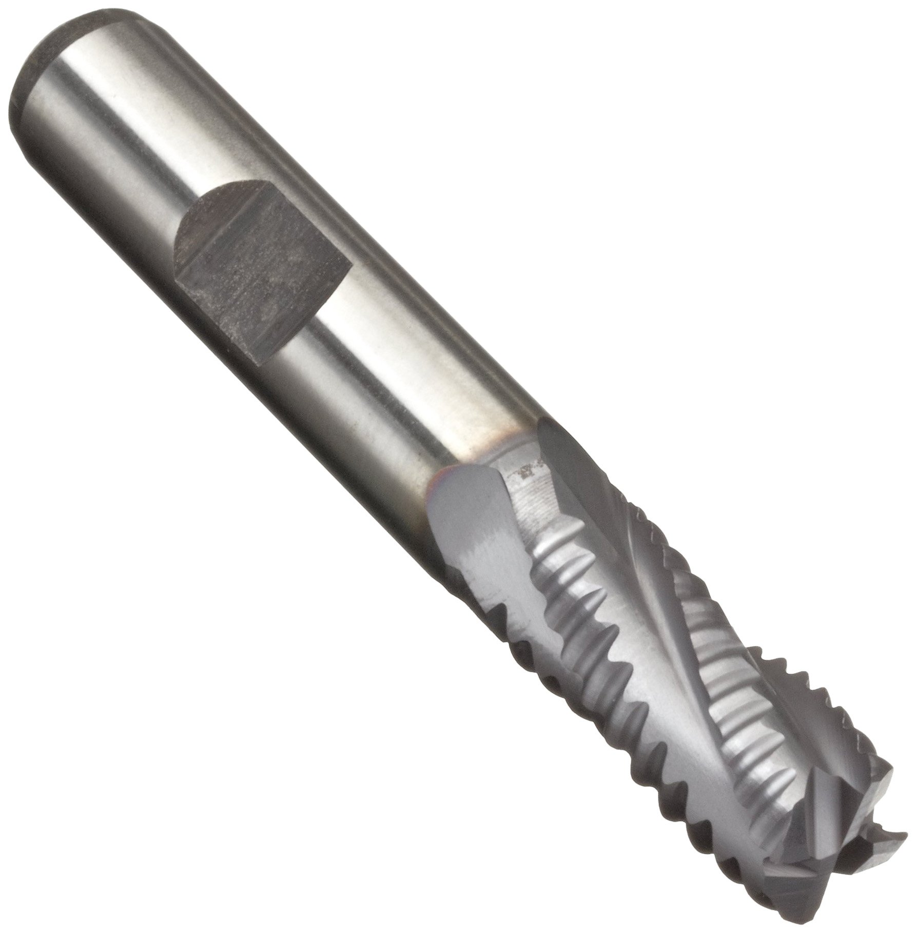 Union Butterfield 5270039 Cobalt Steel Square Nose End Mill, Inch, Weldon Shank, TiCN Finish, Roughing Cut, 6 Flutes, 4.5" Overall Length, 1.5000" Cutting Diameter, 1.25" Shank Diameter