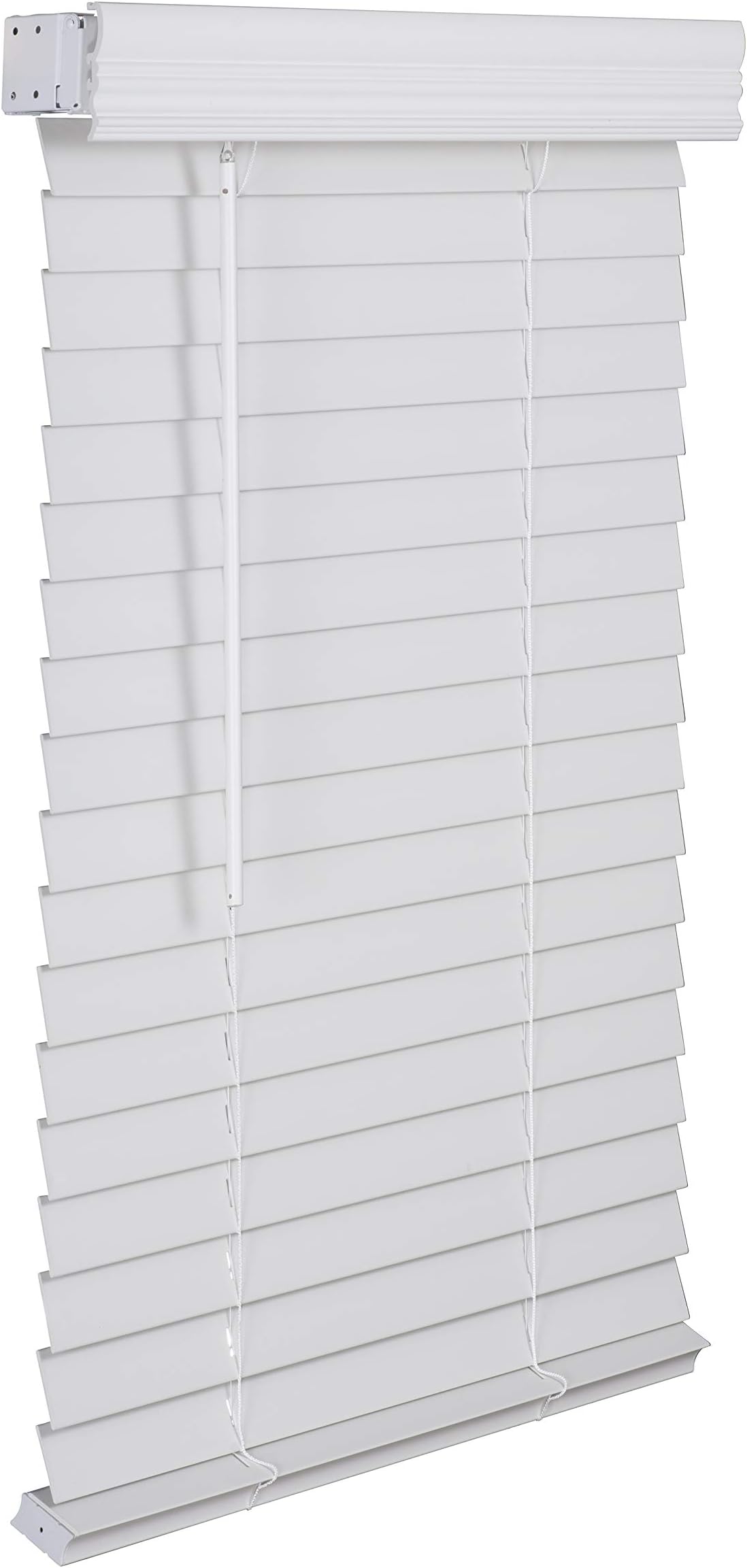 LOTUS & WINDOWARE Cordless, Room Darkening, 2" Faux Wood Blind 34" Wide x 60" Long, Soft White, Smooth (FCX3460WH)