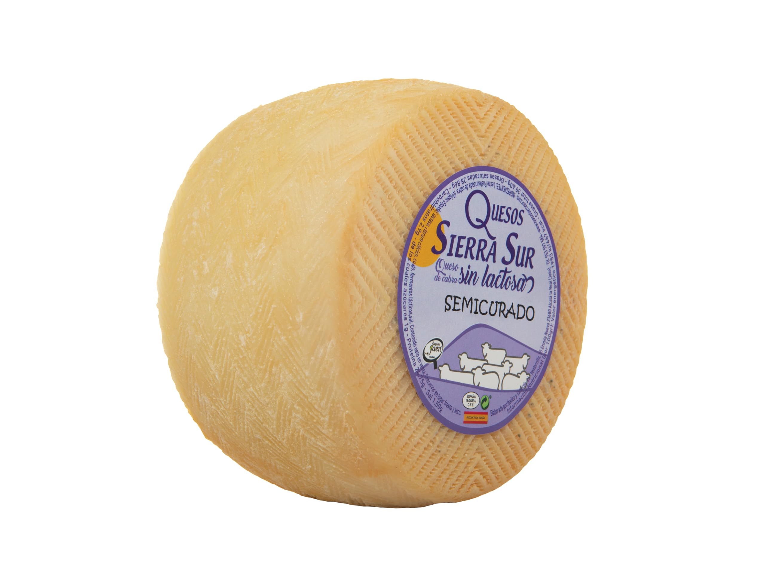 QUESOS SIERRA SUR Queso semicurado de cabra sin lactosa Sierra Sur pieza 850 gramos envasada al vacío