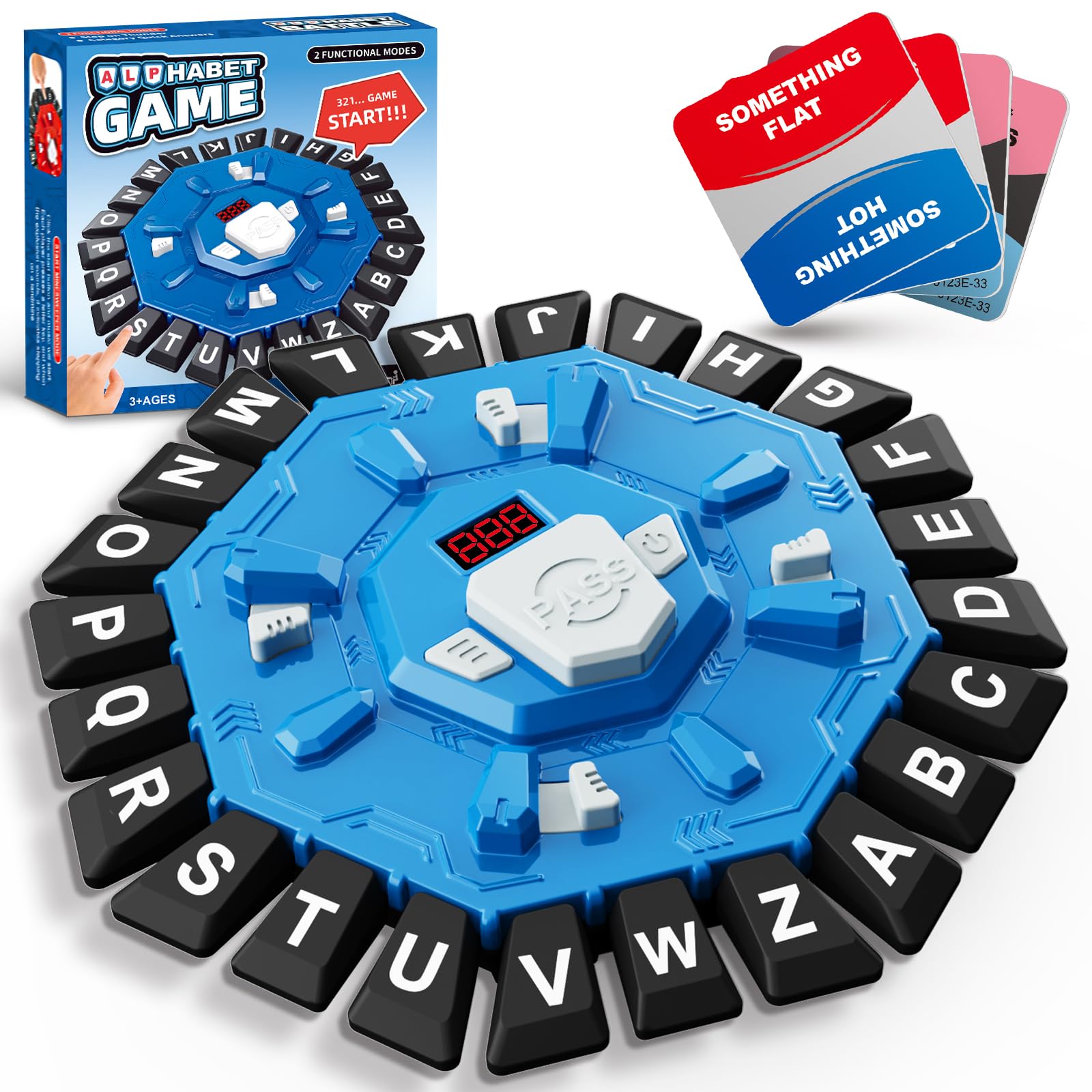 Resflycheng Word Game Family Board Game with Digital Display Timer and 2 Categories Modes Fun Fast-Paced 24-Letter Game for Learning Party Interactive