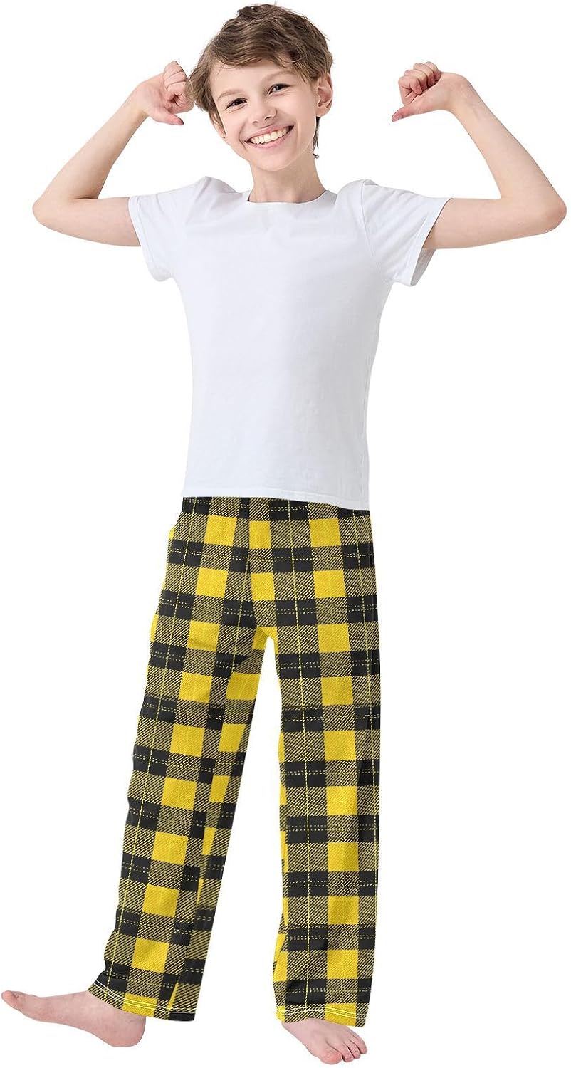 Tartan Yellow Pajama Pants Plaid Pajama Bottoms Soft Sleep Pjs Lounge Pants S
