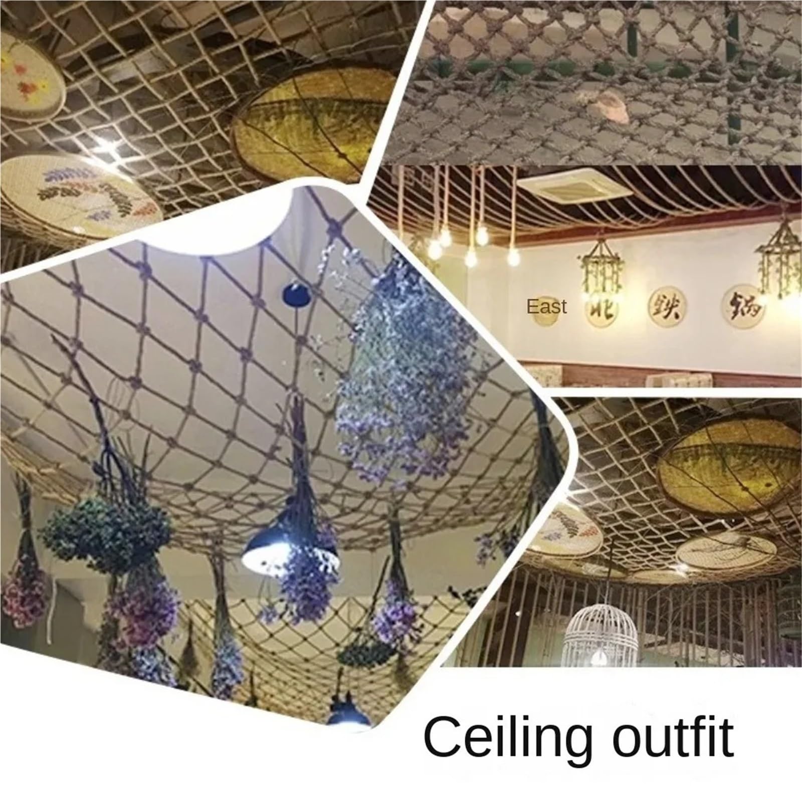 Corda Canapa Naturale Corda di canapa Rete da arrampicata Natura Iuta Giardino Balcone Spago Traliccio Decorativo Soffitto Decorazione parete
