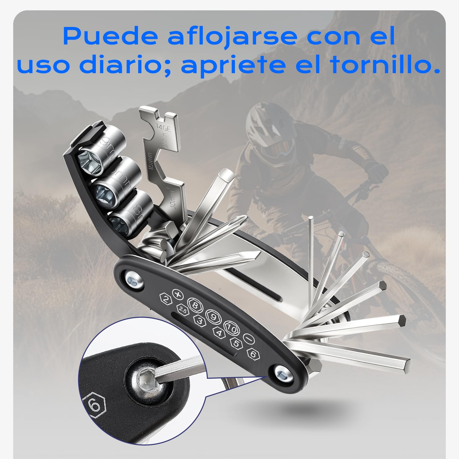 Multiherramienta Bicicleta, 16 en 1 , Kit de Reparación de Pinchazos, Neumáticos Palancas, Parches y Bolsa, Montaña Accesorios Bicicletas