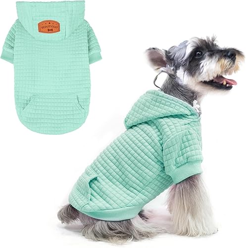 Vista 216 de BEAUTYZOO Suéter con capucha para perros pequeños y medianos con bolsillos, ropa para perros pequeños y medianos, abrigos de algodón laminado