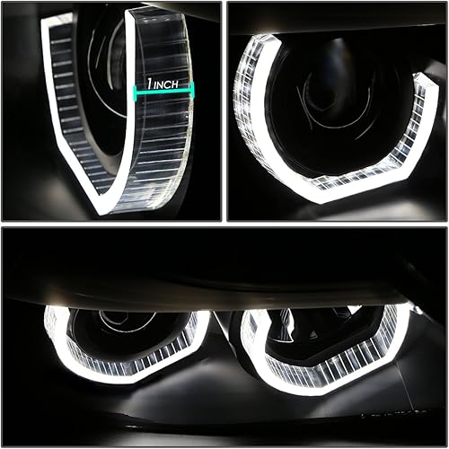 Miniatura 3 de Auto Dynasty Modelo halógeno 3D de doble cristal halo LED intermitente proyector de faros delanteros y kits de herramientas compatibles con BMW E90