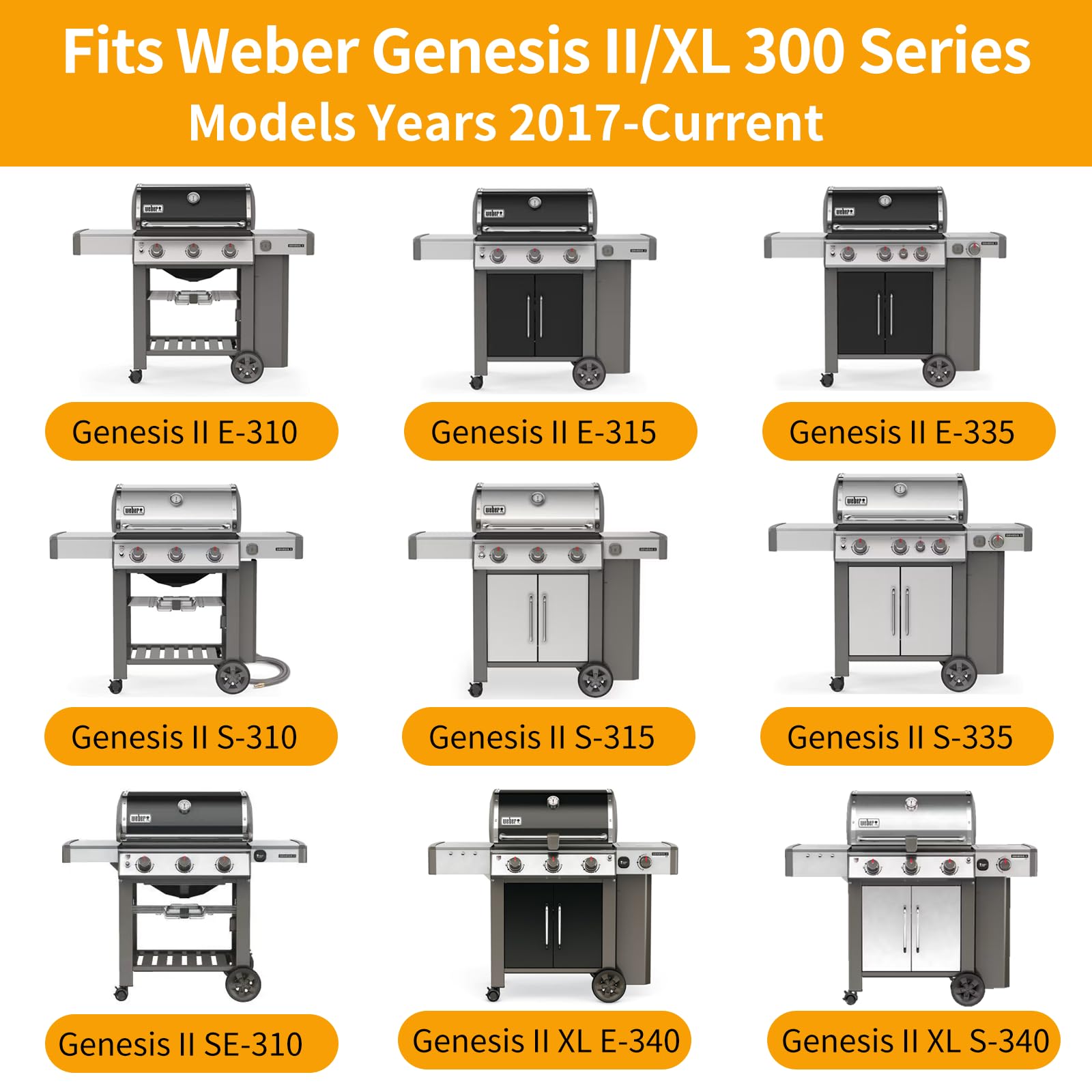 Hongso 66095 18 7/8 cala żeliwne ruszt do gotowania zamiennik do grilla gazowego serii Weber Genesis II 310 i Genesis II LX 340 2017 i nowszych, części zamienne do Weber 66802
