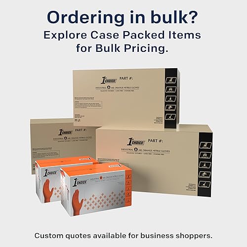 Miniatura 5 de 1st Choice 6 mil Orange and Green Gloves, Disposable, Latex Free Raised Diamond Grip Mechanic Glove for Men and Women