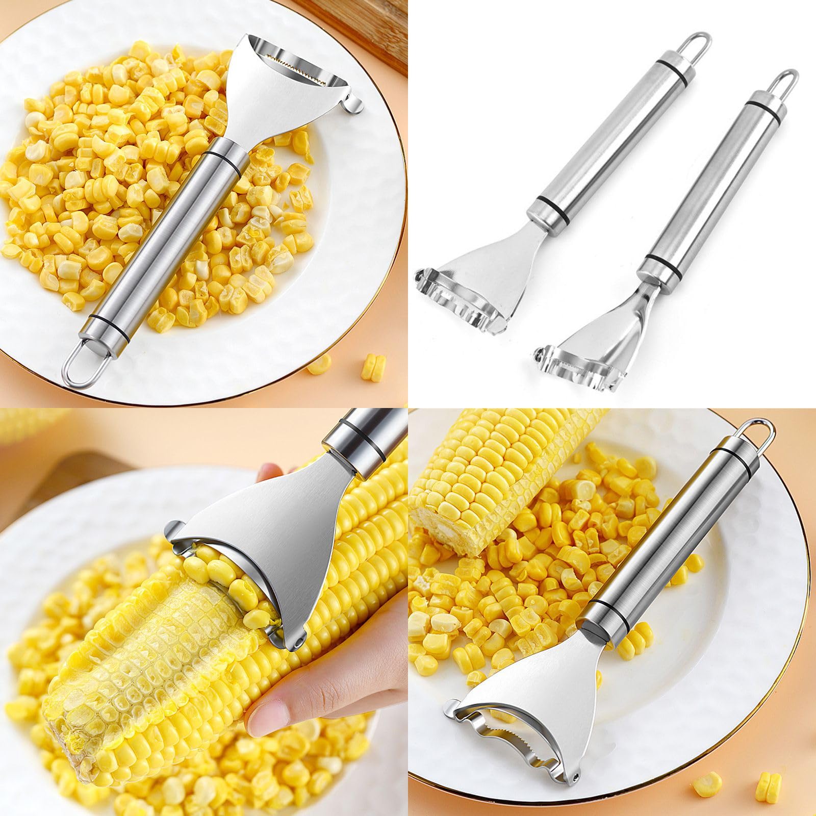 2PCS Stainless Steel Corn Planer Cutter Thresher, Corn Stripper from the Cob