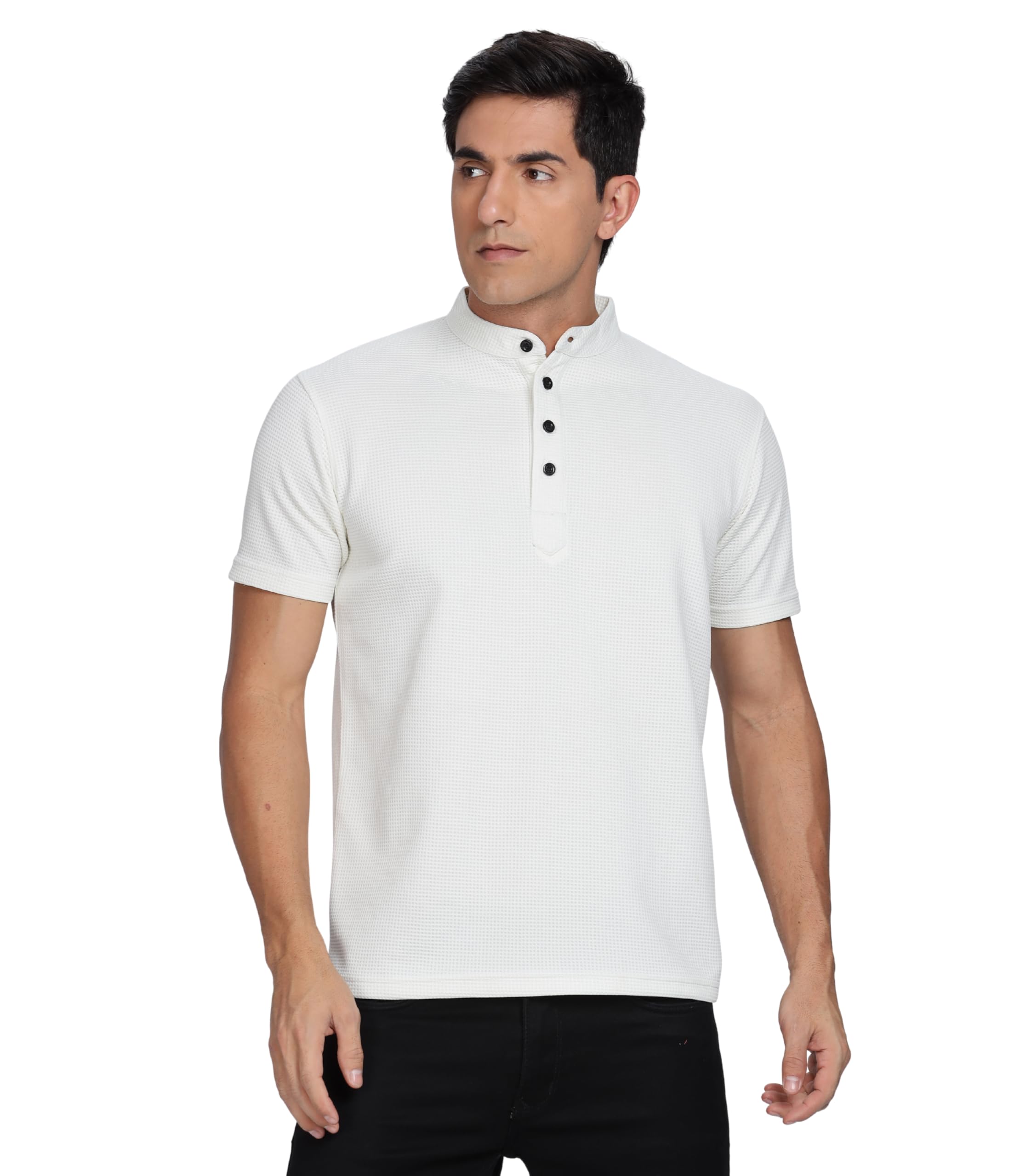 Men's and Boy's Polyster T-Shirt with Mandarin Collared Neck Half Sleeves Closuer Button and Regular Fit | Polo t Shirt for Man || Color Tshirt for Men & Boy-picture-46