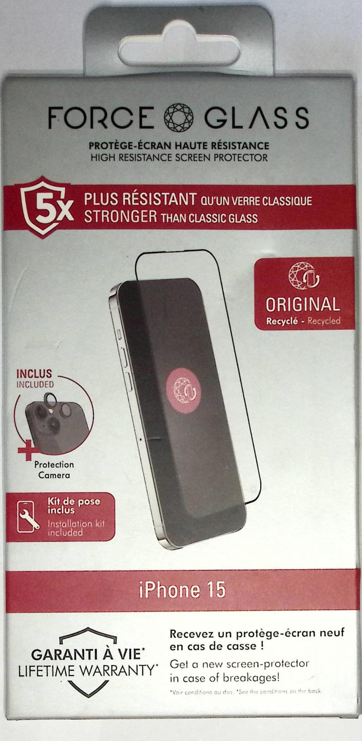 Forceglass Pack Verre trempé + caméra Lens iPhone 15