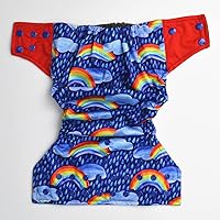 Vista 3 de Pañal de bolsillo para bebé, pañal de tela de bambú de carbón de leña con refuerzos de doble pierna reutilizable (lluvia arcoíris)