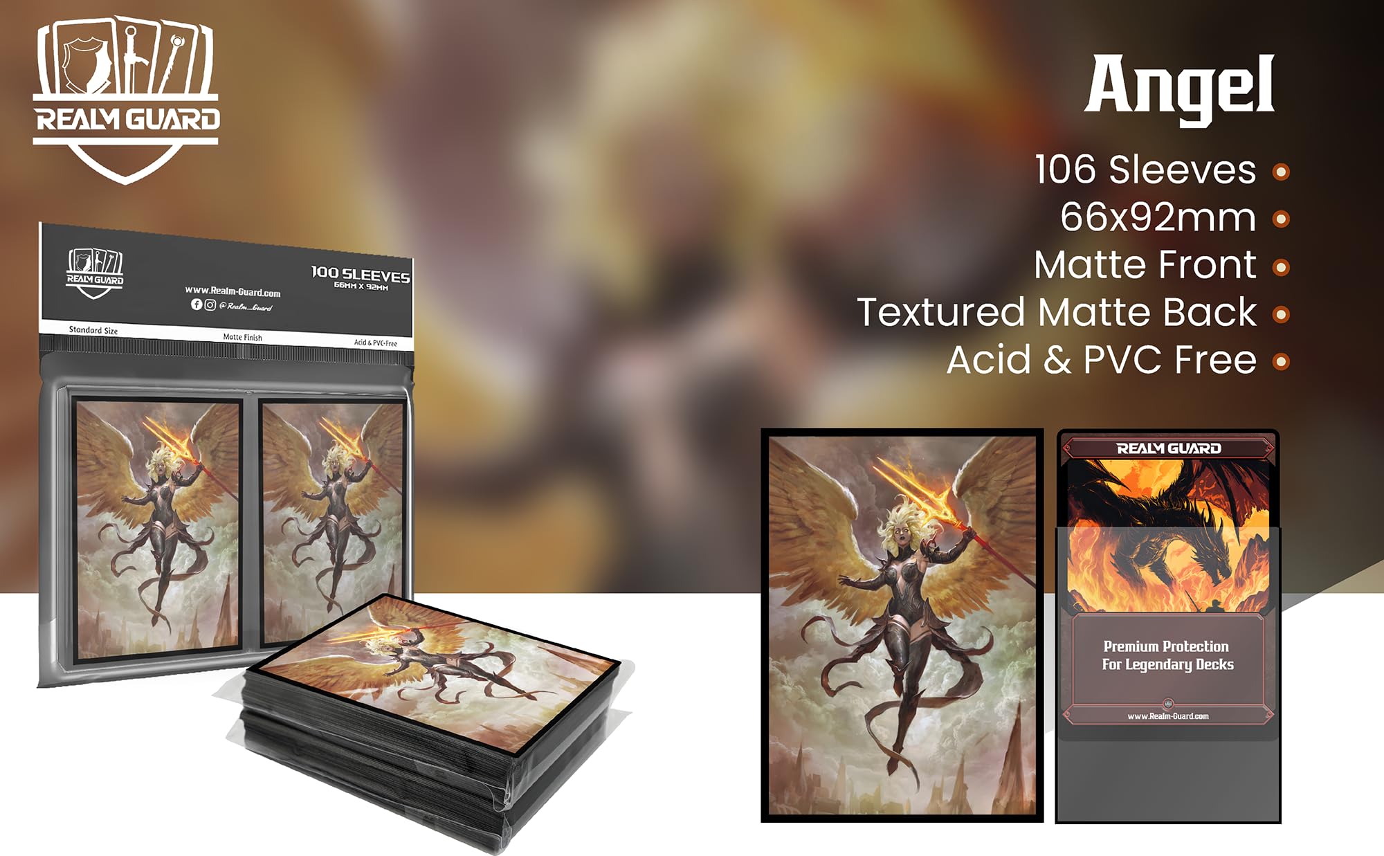 100ct Matte TCG/MTG Card Art Sleeves (Angel) - 3