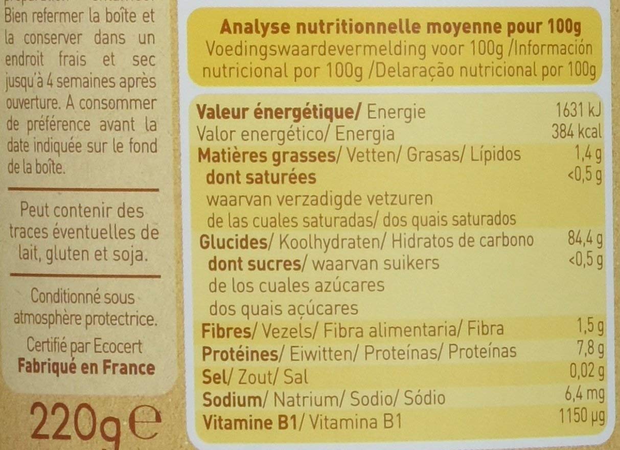Babybio - Céréales Vanille avec riz, blé, avoine, seigle, quinoa, Bio 220 g - 6+ Mois - BIO
