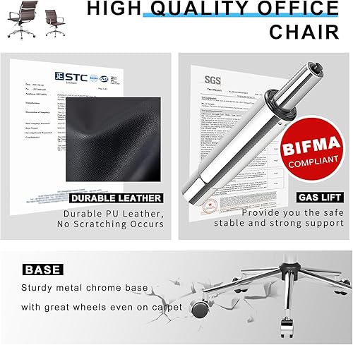 Miniatura 6 de Silla ergonómica de oficina con ruedas y reposabrazos, silla giratoria ajustable de alta resistencia para el hogar y la oficina, asiento de 22.83