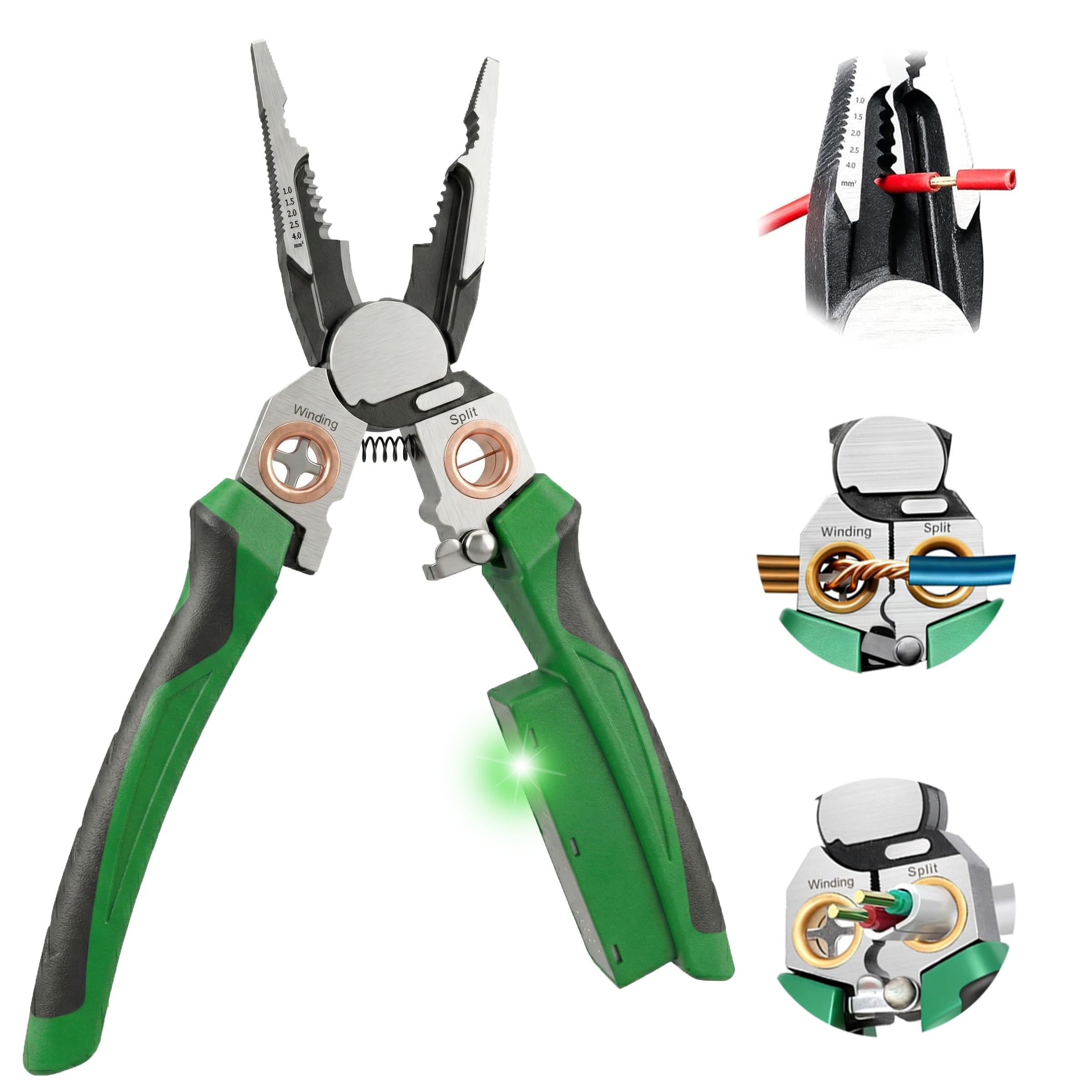 Chicat 8-in-1 Wire Stripper with Voltage Tester,Multi-function Electric Pliers,Professional Wire Cutter & 12V-250V AC/DC Neutral Tester,Electrician