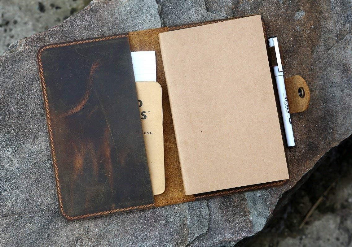 Personalized 5 x 8 inch distressed leather travel journal notebook/refillable real leather journal diary handmade saddle stitching LC5805S