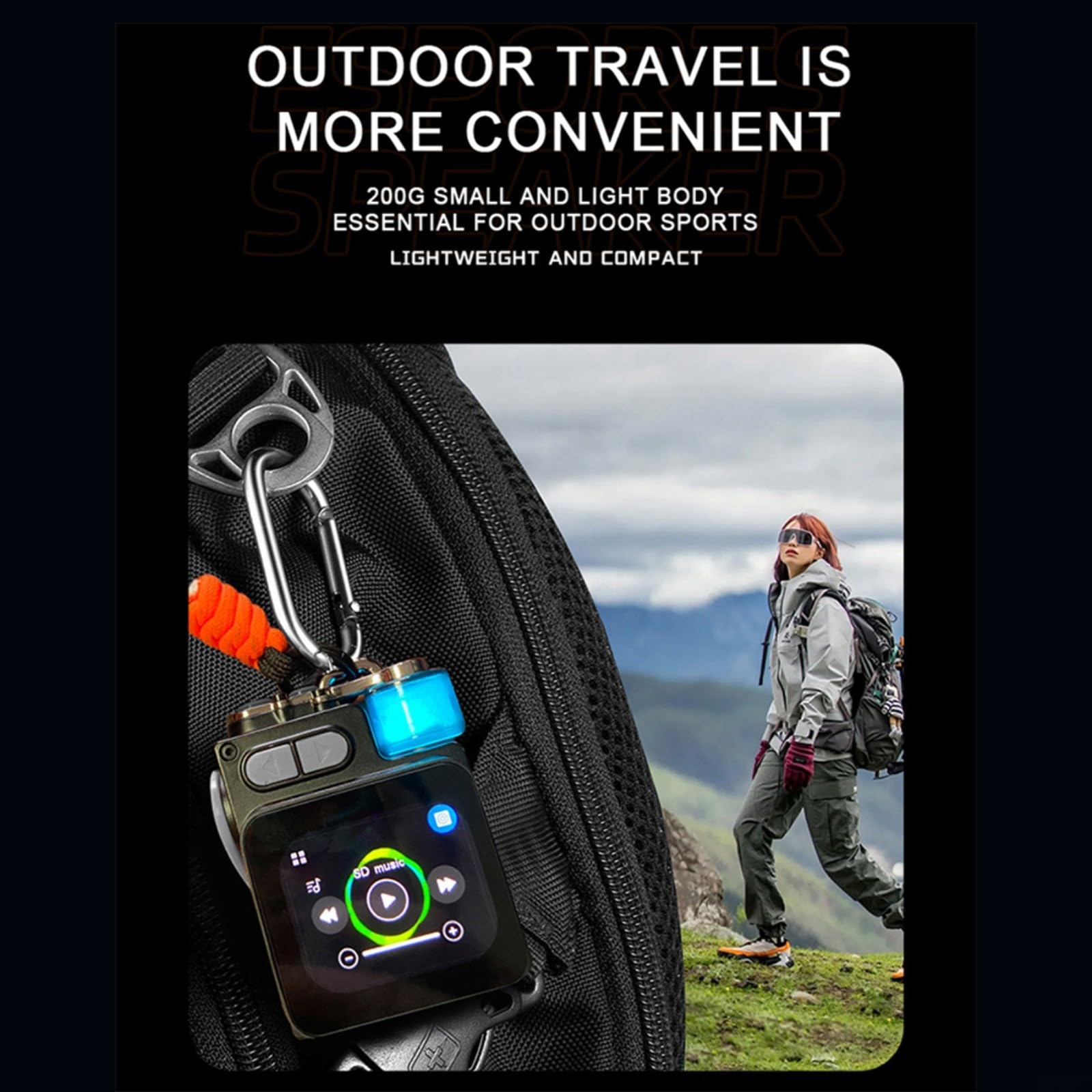 Altavoz Portátil con Pantalla Táctil, Efectos RGB, Controlador 5W, 1200mAh, 5.4, IPX7 para Camping, Gris