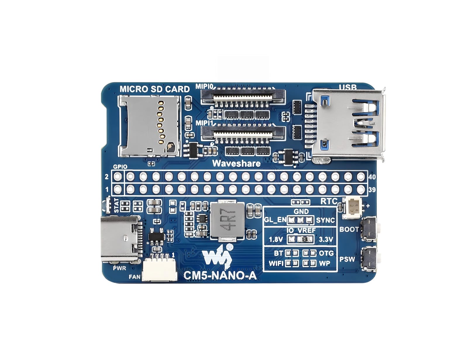 Scheda Base Nano Per Raspberry Pi Compute Module 5 (Lite/eMMC) – Dimensioni Contenute, GPIO 40Pin, USB 3.2, Doppia MIPI E Slot TF