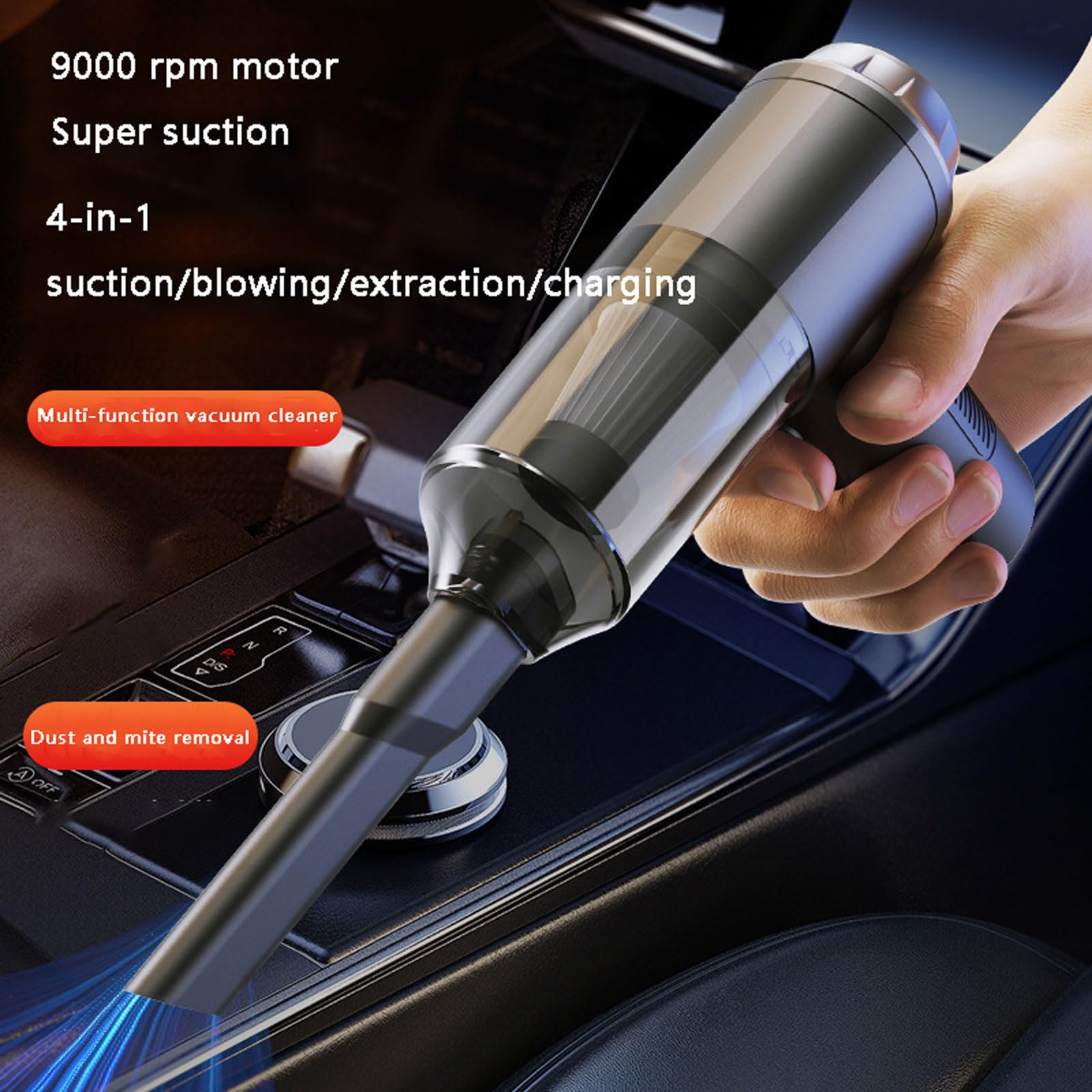 aspiradora para Coche, Recargable por USB, 30 Minutos de autonomía