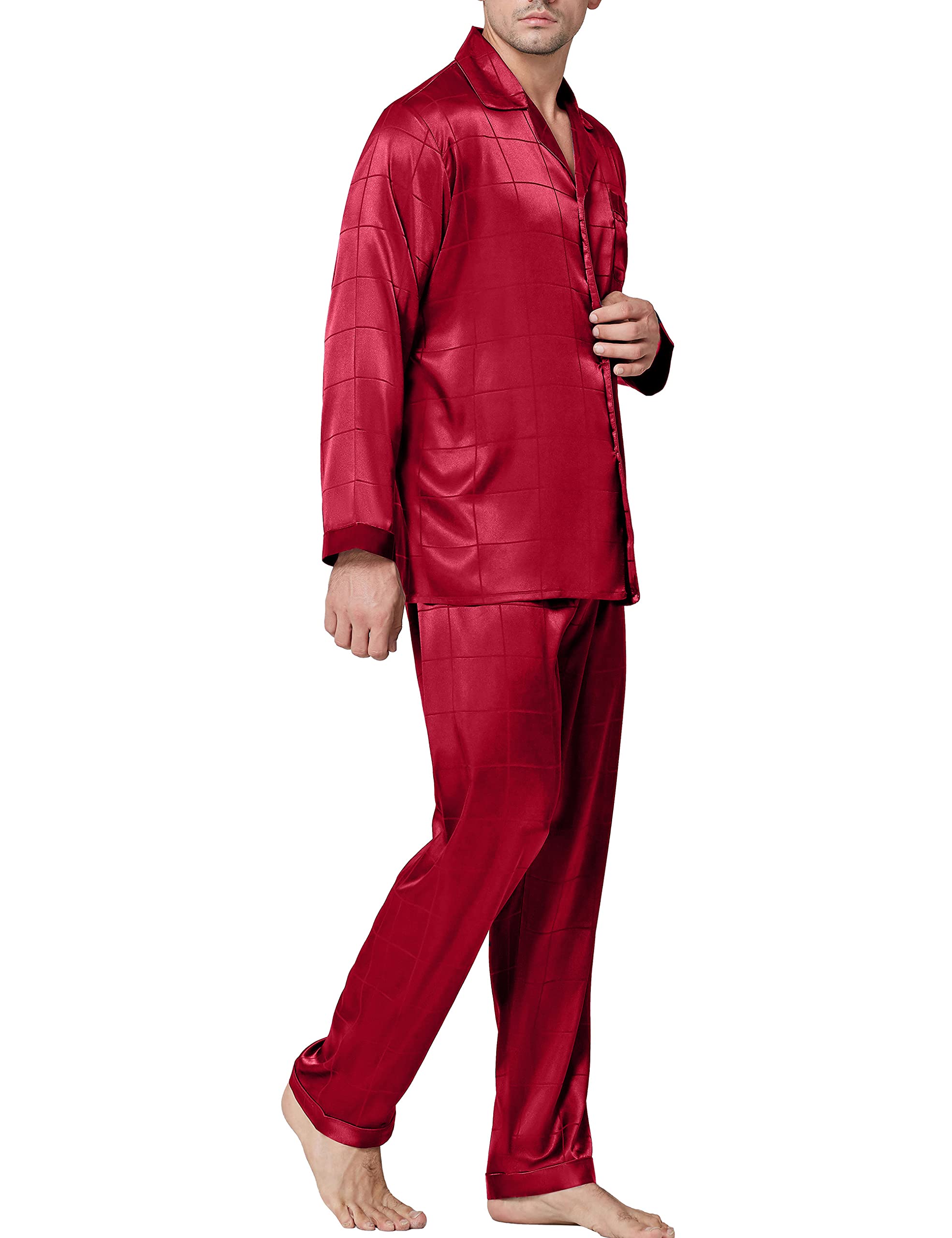 Mens Sleepwear Lonxu Silk Pajamas And Robe Set Mens Silk Pajamas