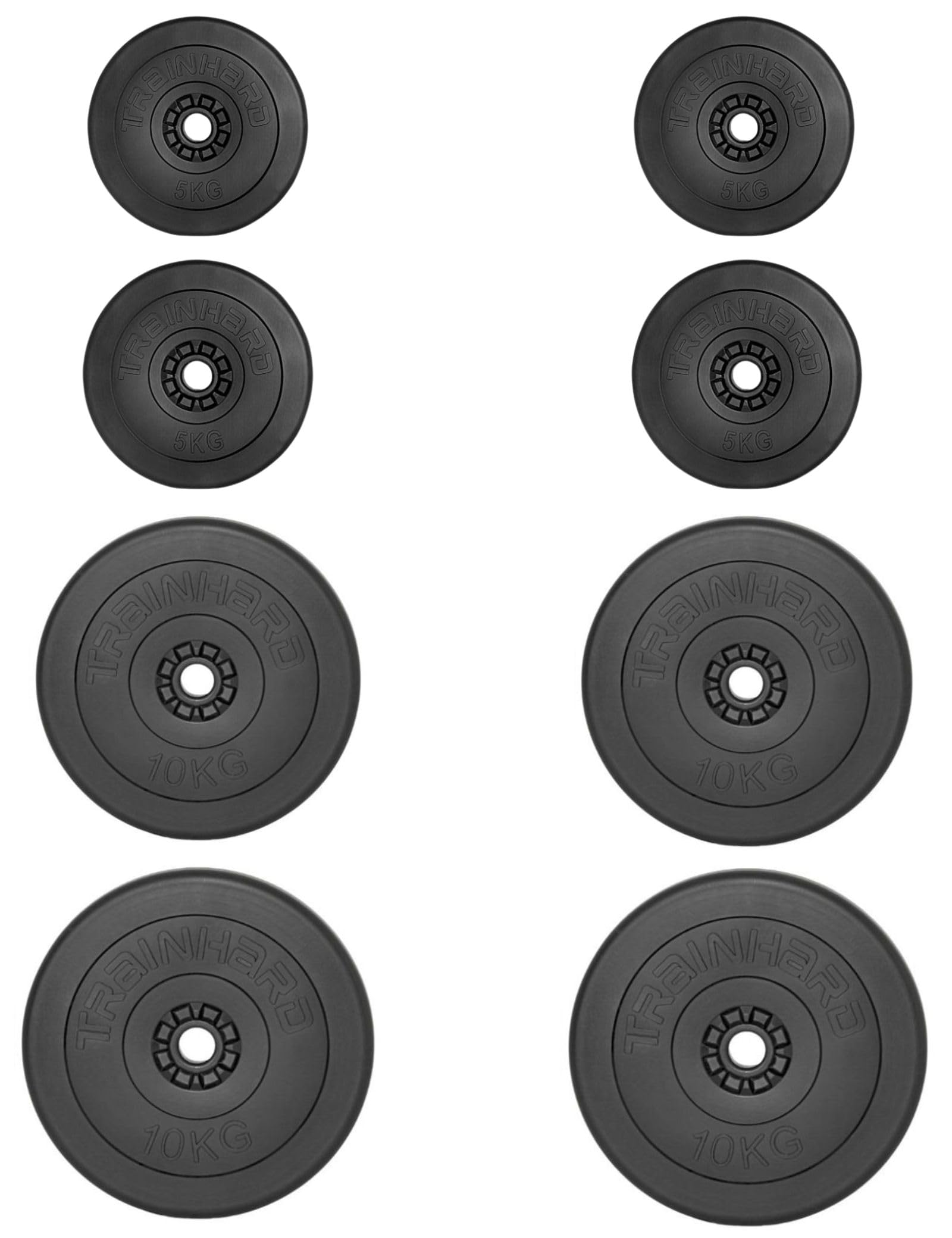TrainHard Zestaw długich hantli 1,6 m z obciążnikami 60 kg (4 x 5 kg, 4 x 10 kg) i zapięciami