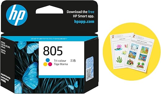 HP 805 Tri-Color Original Ink Cartridge,Multi-Color Pack