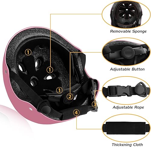 Miniatura 10 de Ledivo Kids Adjustable Helmet Suitable for Ages 3-14 Years Toddler Boys Girls, Sports Protective Gear Set Knee Elbow Wrist Pads for Bike Bicycle