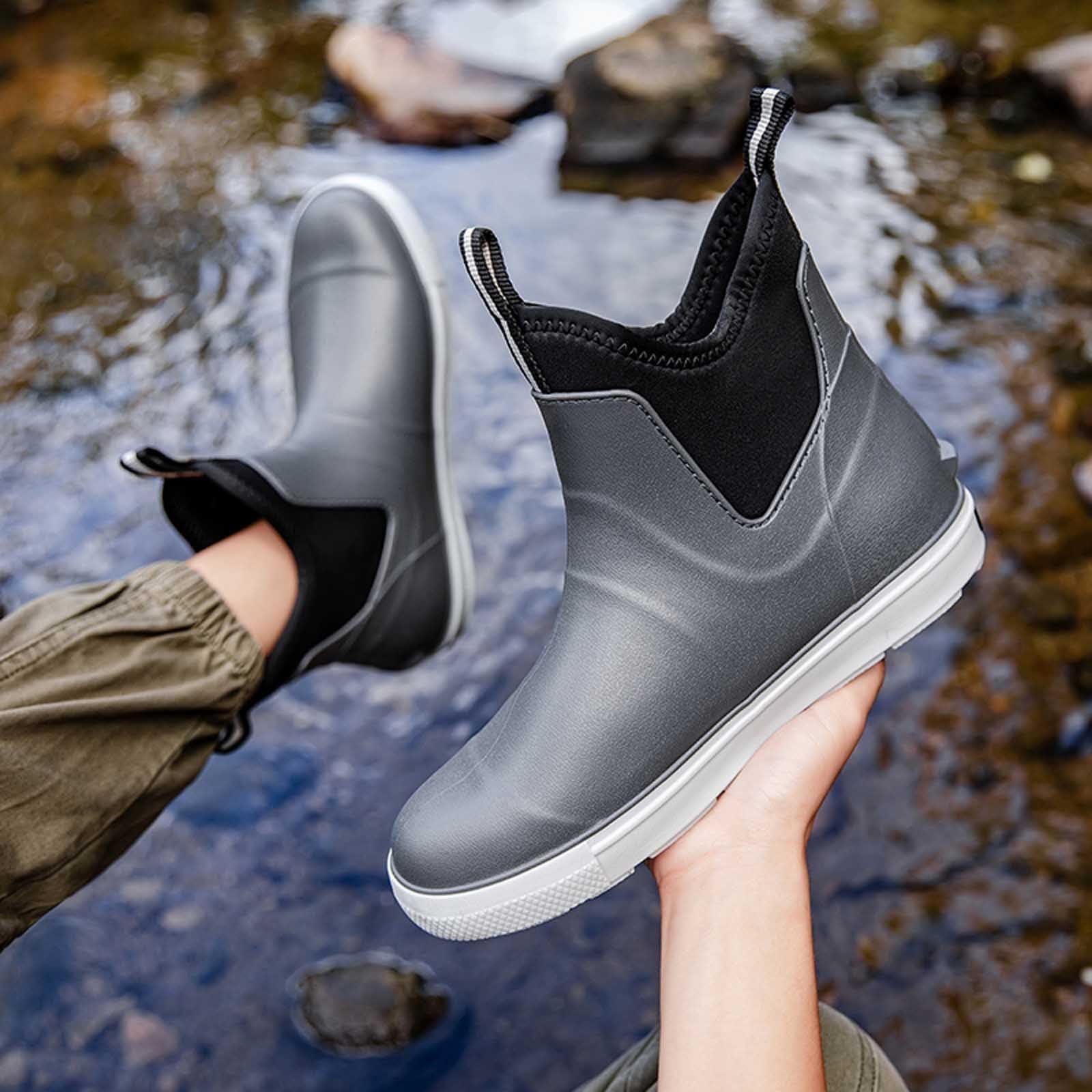 Stivali di Gomma Uomo Mezze Stivali Antiscivolo Antiscivolo Leggere Comode Shorty Boots Galosce da Lavoro Impermeabile per la Pesca Impermeabili, Morbidi Impermeabile Scarpe da Giardino
