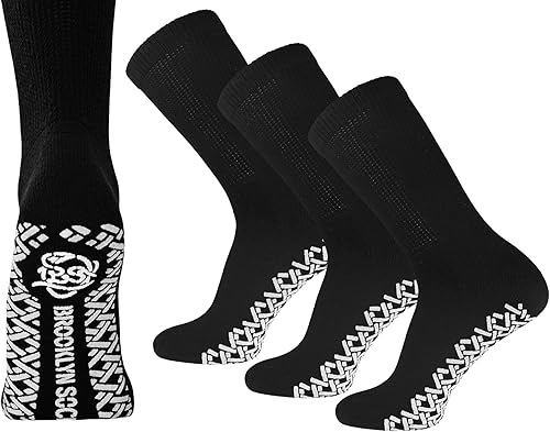Calcetines Brooklyn de algodón antideslizantes para diabéticos con neuropatía, sin apretar, control de tracción, paquete múltiple