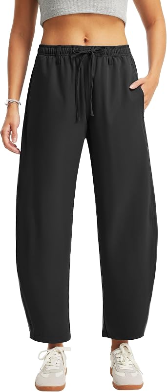 FitsT4 Sports Womens Swim Pants Barrel Leg Beach Cover Up Pants UPF 50+ | 4-way Stretch, Water-resistant, 2 Large Pockets, Elastic Waist with Drawstring, Lightweight, Loose Fit for Swim Travel Hiking