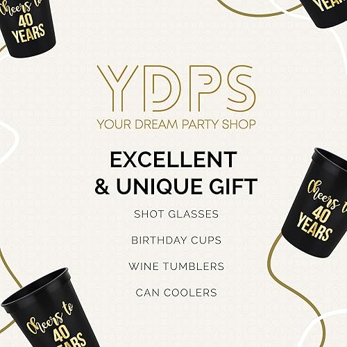 Miniatura 8 de Tazas decorativas de cumpleaños de Cheers to 40 años, paquete de 12, 16 onzas cada una, tazas de 40 cumpleaños, recuerdos de fiesta para mujeres y